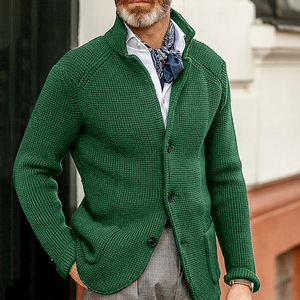 <b>Men's</b> Slim Fit Stand Collar Knit <b>Cardigan</b> Autumn Winter Coat Plus Size Fashion Outerwear - Product Image 4