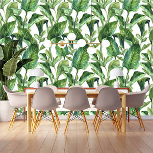 Papier peint à feuilles de plantes tropicales vibrantes, impression numérique, <span class=keywords><strong>murale</strong></span> personnalisée pour la décoration de la <span class=keywords><strong>cuisine</strong></span>, du café, fond d'écran, art mural - Product Image 5