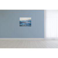 Peinture à l'huile abstraite moderne de paysage marin, toile non encadrée, art mural bleu texturé pour salon, hôtel, décoration intérieure