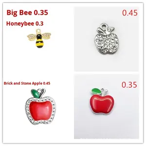 Accesorios de Joyería DIY con Forma de Manzana, Colgante con Diseño de Abeja y Diamantes de Imitación Rojos, Técnica de Goteo de Aceite, Pin de Solapa - Product Image 2