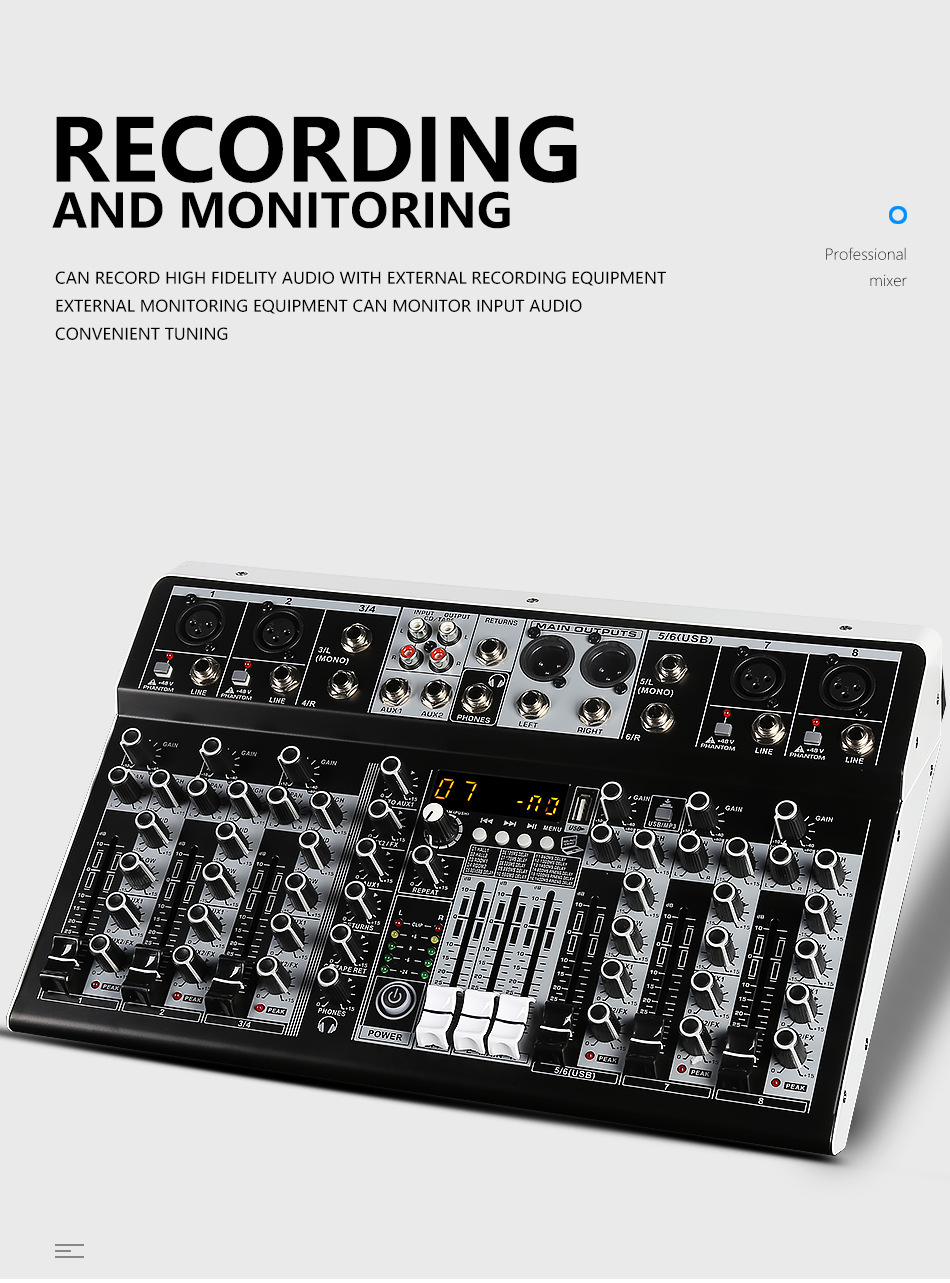 Xtuga KP4 4 Channel Audio Mixer Console with Bluetooth & 16