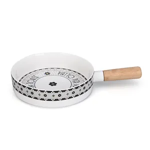 Ceramic non stick frying pan egg pans with wooden handle wholesale