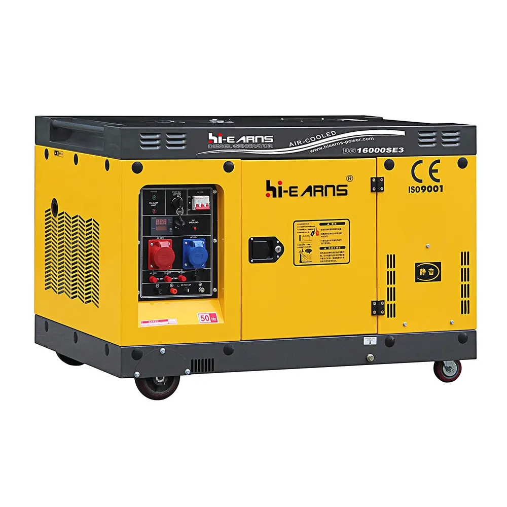 Générateur diesel 12kw 15kva double cylindre v type 2V98 monophasé type silencieux refroidi par air