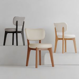 Silla de Comedor Nórdica Crema Retro Wabi-Sabi de Madera Maciza con Cojín de Tela, Disponible <span class=keywords><strong>en</strong></span> Varios Colores para Hogar, Cafetería, Restaurante L097 - Product Image 1