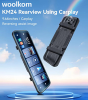 Airplay 4K + 2K 9.66 ''IPS Car Full Touch Screen Streaming Media Car Mirror DVR Front Rear Dash Cam Wireless Carplay Android Auto