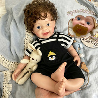 18 İnç Sarılabilen Tam Vücut Silikon Yeniden Doğmuş Bebek Oyuncak Erkek El Yapımı Kıvırcık Saçlı Yıkanabilir Muneco Reborn Yıkanabilir Gövdeli Toptan Satış