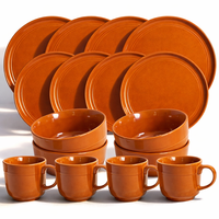 Service de table en céramique Guangda Europe Classic Mustard Orange, assiettes, bols, tasses, résistant au lave-vaisselle et au four