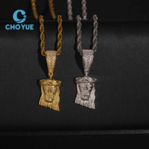Colgantes de Cabeza de Jesús Pequeños de Plata de Ley 925 de Alta Calidad, Colección de Joyería Hip Hop con Incrustaciones de Diamantes, Unisex, Certificado GRA - Product Image 2