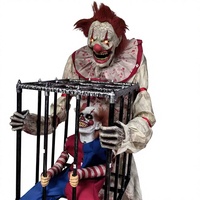 Décoration d'Halloween : Grand Clown Électrique Sonore et Lumineux pour Parc à Thème, Carnaval, Maison Hantée - Accessoire en Plastique Durable