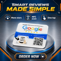 Passez commande en tapant sur la carte NFC en acrylique pour menu, 13,56 MHz, sans contact, avec fonction Google Review, étiquette RFID intelligente NFC, autocollant de table pour restaurant ou club