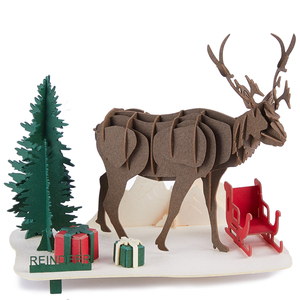CUPUZ Puzzle 3D in Carta con Scena di Renne, Piccolo Aiutante di Babbo Natale, Giocattolo Artigianale per Regali di Natale e Negozi di Giocattoli - Product Image 4