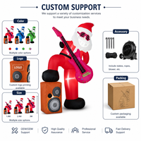 Père Noël géant gonflable personnalisé avec lumière LED, guitare et haut-parleur, figurine gonflable pour la décoration extérieure de Noël dans la cour