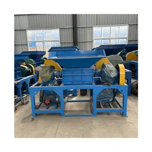 small mini industrial twin two double shaft wood biomass textile glass recycling crushing crushers shredding shredder machine