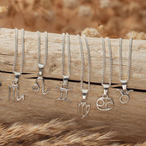 Zodilac Pendant Moissanite Minimalist Unisex Sterling Silver Rhodium/Gold/Rose Gold Plated Daily Wear Gift Personalized <b>Initial</b> - Product Image 5