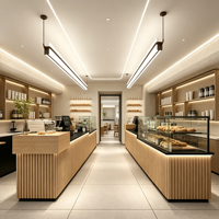 Comptoir de caisse vintage pour boulangerie, comptoir de réception personnalisé avec vitrine, comptoir d'angle pour café