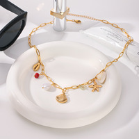 Collier à breloques DIY Série Océan avec pendentifs étoile de mer, coquillage et perle pour femme