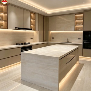 Mármol Moderno Noruego con Vetas de Madera Beige Cálido, Impermeable, de 18 mm de Grosor, para Sala de Estar, Villa, <span class=keywords><strong>Hotel</strong></span>, Paredes, Pisos, Escaleras y Comedor - Product Image 2