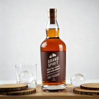 Bouteille en verre rond en flint de 700 ml et 750 ml, durable, disponible en stock, pour spiritueux distillés, whisky, tequila, vodka avec bouchon en liège