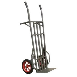 Chariot à main en acier avec 2 roues, plateforme robuste, usage industriel, revêtement en poudre argentée - Product Image 3