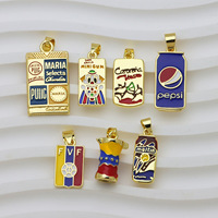 Pendentifs en émail plaqué or 18 carats HD848, motifs bonbons, soda, bière, ballon à air chaud, ailes et billets, pour la création de bijoux et colliers DIY