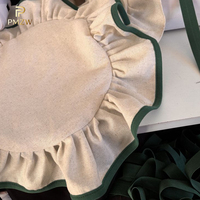 Ensemble de sets de table rustiques PMZW en coton et lin, ronds, avec bord festonné, pour la décoration de la salle à manger et de la cuisine de style farmhouse
