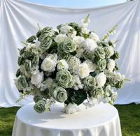 Bola de Flores Artificiales de Seda Blanca y Verde de 80/70/60/50/40/30 cm, Hecha a Mano, para Decoración de Centros de Mesa en Bodas y Eventos, para el Día de la Madre