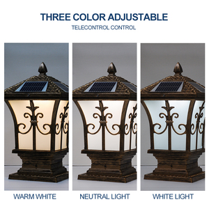 Pilier lumière extérieure voie lumières 3 couleurs Dimmable <span class=keywords><strong>télécommande</strong></span> lumière de jardin pour porte nouveau 10W <span class=keywords><strong>solaire</strong></span> alimenté <span class=keywords><strong>extérieur</strong></span> LED 80 - Product Image 5