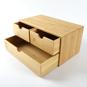 Bamboo <b>storage</b> <b>box</b>, three-<b>drawer</b> organizer, multi-layer <b>drawer</b> type, office <b>storage</b> cabinet organizer. Order now! - Product Image 4