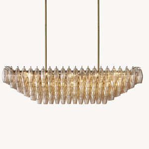 54" Rectangle Luxury Retro Smoke Glass Chandelier Designer Living Room Art Home Decor Large Handmade Modern Glass Chandeliers - Product Image 5