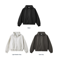 Blouson zippé pour homme, sweat-shirt, haut à capuche en maille unie, coupe carrée courte, nouvelle collection automne, style européen, fabrication OEM, faible MOQ, délai de livraison rapide