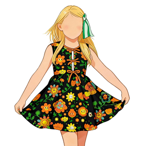 Abito estivo per <span class=keywords><strong>bambina</strong></span>, carino, con scollo a O, lunghezza al ginocchio, casual, con stampa floreale, tasca laterale, maniche corte - Product Image 1