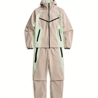 Ensemble de survêtement imperméable à capuche coupe-vent pour homme, avec empiècements contrastants, style Techwear, logo personnalisé, pour activités urbaines, extérieures et de randonnée, OEM ODM, veste