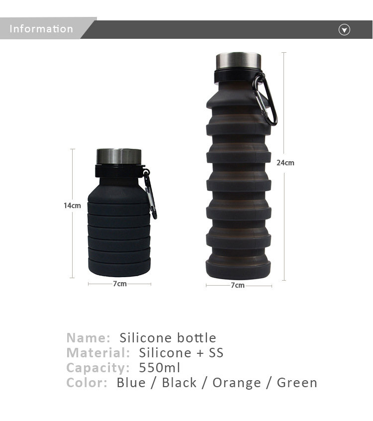 New Products 2022 Foldable Portable Fitness Drinking Water Bottle Collapsible Silicone Water Bottle For Kids