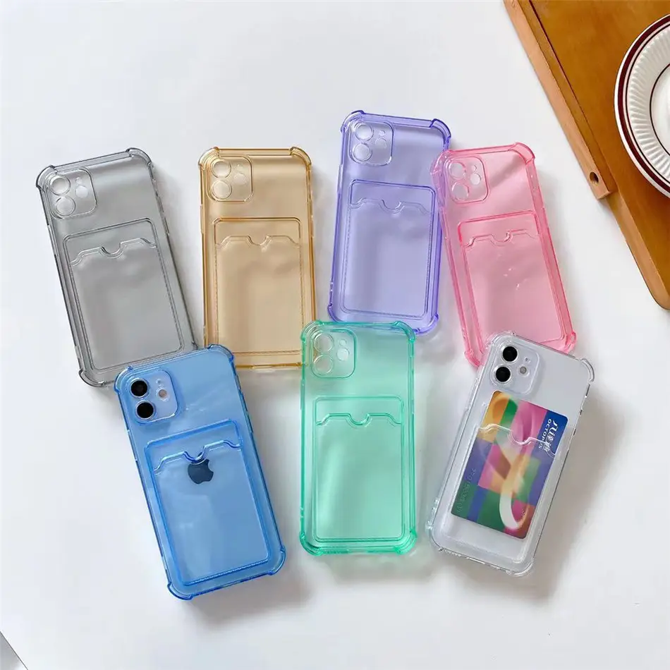 wholesale tpu transparent phone case for iphone 13 pro max shockproof bumper phone case with card holder