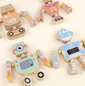 Jouets en bois en gros, jouets éducatifs Montessori pour enfants, jouets en bois créatifs, robots à assembler pour enfants - Product Image 5