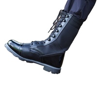 Bottes tactiques en cuir véritable noir de haute qualité, embout renforcé, semelle antidérapante en PVC, imperméables, légères, respirantes, à lacets, pour l'été
