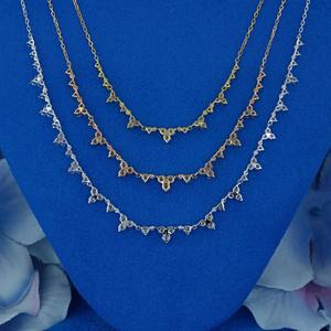 Collar de Plata 925 con Moissanita Redonda Brillante, Conjunto Minimalista de 3 Piezas con Cadena de Cordón, Joyería de Regalo para Boda - Product Image 3