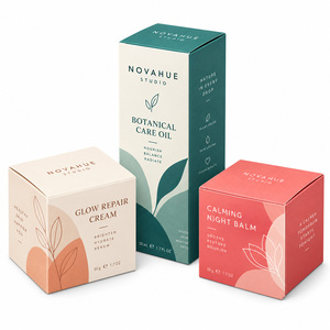 Boîte d'emballage simple et minimaliste en carton recyclé imprimé pour flacon d'huile essentielle en tube long - Product Image 1