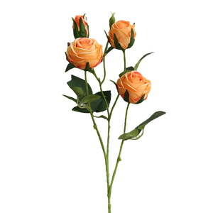 Magnifiques roses artificielles à quatre têtes, fleurs douces de style romantique français simulées, décoration de salon et de table à manger - Product Image 5