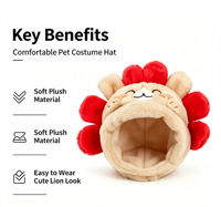 Chapeau en peluche Crinière de lion pour animaux de compagnie, accessoire de costume mignon de dessin animé pour petits chats, doux et confortable, idéal pour les photos, les fêtes et le déguisement quotidien