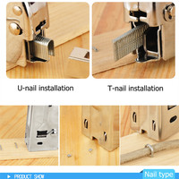 Pistol Paku Manual GS Industrial Grade Heavy Duty 3-in-1 untuk Pertukangan Kayu, Paku T-nail dan U-nail