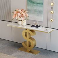 Console moderne pas chère avec finition miroir, pieds en acier inoxydable, table console en bois pour couloir