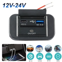 Interrupteur encastré de surface 12V avec double port USB, chargeur USB pour van, autocar, double prise type C PD 30W QC 3.0