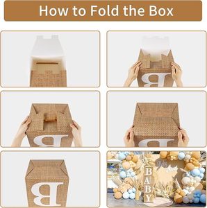 Cajas de Decoración para Baby Shower, 3 Piezas, Cajas de Globos de Estilo Rústico Bohemio con Letras Blancas ONE, Accesorio para Fotos de Primer Cumpleaños - Product Image 6