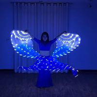 1 paire de éventails lumineux LED de danse du ventre de 150 cm, voile lumineux, éventails à main, accessoires de scène pour la danse de louange et de la louange