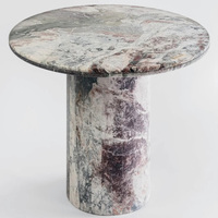Table à manger en marbre rond naturel, motif unique, base de colonne minimaliste, table à manger de luxe pour la maison, l'hôtel