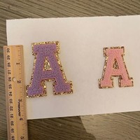 Patch en chenille multicolore lettre A, patch alphabet initial unique en paillettes dorées, appliqué pour personnaliser le nom sur sweat-shirt, veste, chapeau, pour enfants