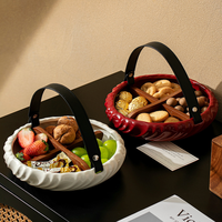 Nouveau Panier de Rangement Portable en Céramique Créatif pour Fruits et Bonbons, avec Compartiments pour Fruits et Légumes, Idéal pour la Maison