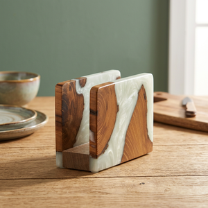 Porte-serviettes en bois massif moderne et coloré avec résine époxy Falak World Export, durable, 100% écologique, pour la cuisine, l'hôtel, le restaurant - Product Image 1