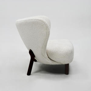 Fauteuil en laine d'agneau style loisirs simples avec repose-pieds, fauteuil simple style crème mignon, canapé paresseux pour salon et chambre - Product Image 2